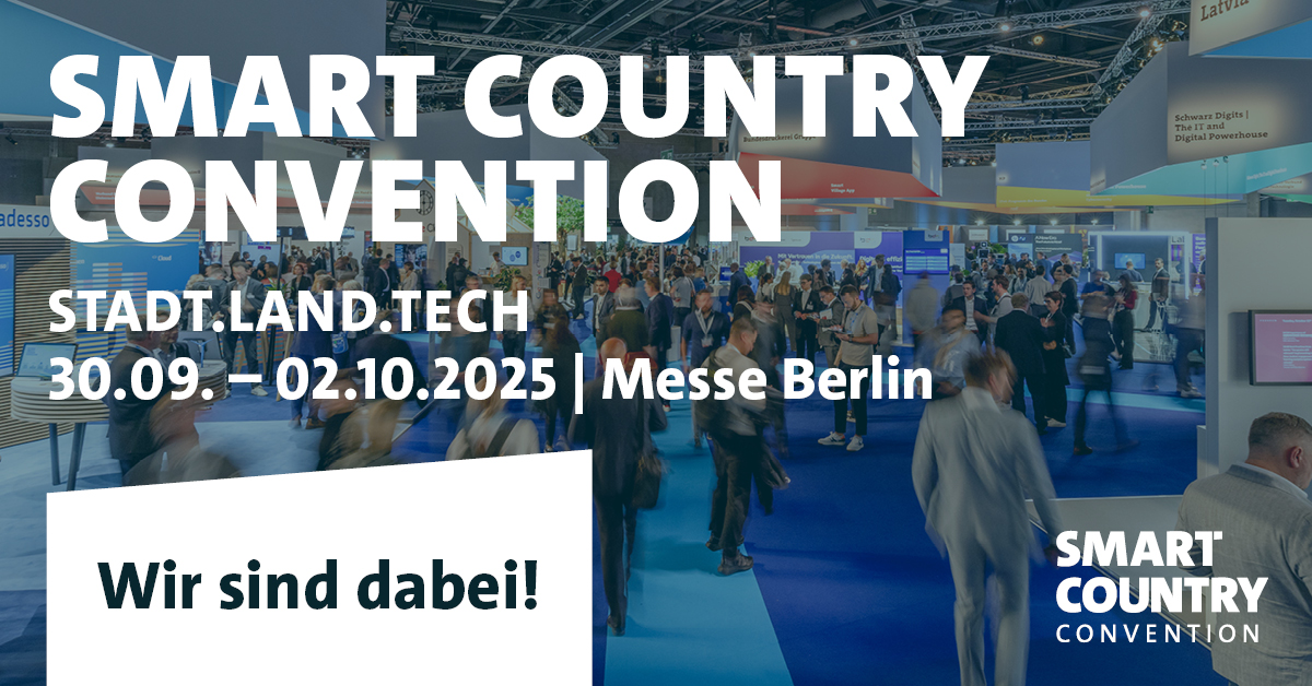 Smart Country Convention. Stadt Land Tech. 30.09. - 02.10.2025 Messe Berlin. Wir sind dabei!